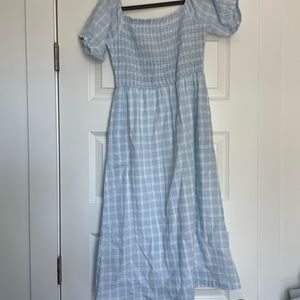 Blue plaid midi dress